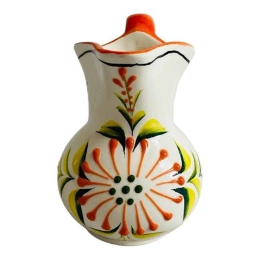 Hand Painted Ceramic Floral Pitcher Creamer Signed Acosta 5 Inch Vintage